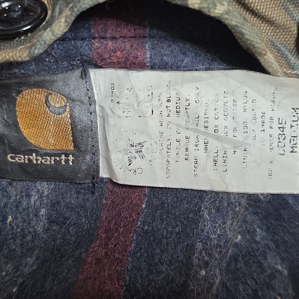 VTG Carhartt Mens Hunting Jacket Medium Camo Mossy Oak Blanket Lined Coat - Picture 8 of 8